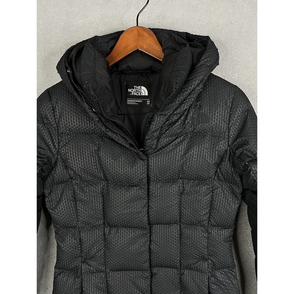 The North Face Women's Down Jacket Coat XS Puffer Parka Warm Black Hooded - Picture 2 of 12